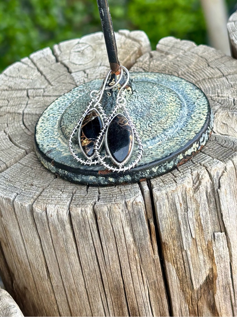 NEW! Black Copper Turquoise Earrings - Picture 9 of 13